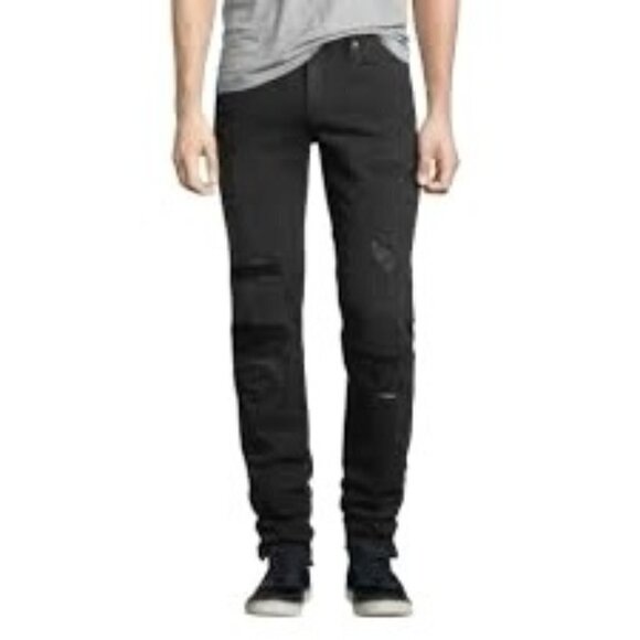 Frame Denim Mens Black Buxton L Homme Skinny Distressed‎ Jeans Size 32 - Picture 1 of 13